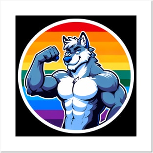 LGBTQ Flexing Pride Wolf Art Posters and Art